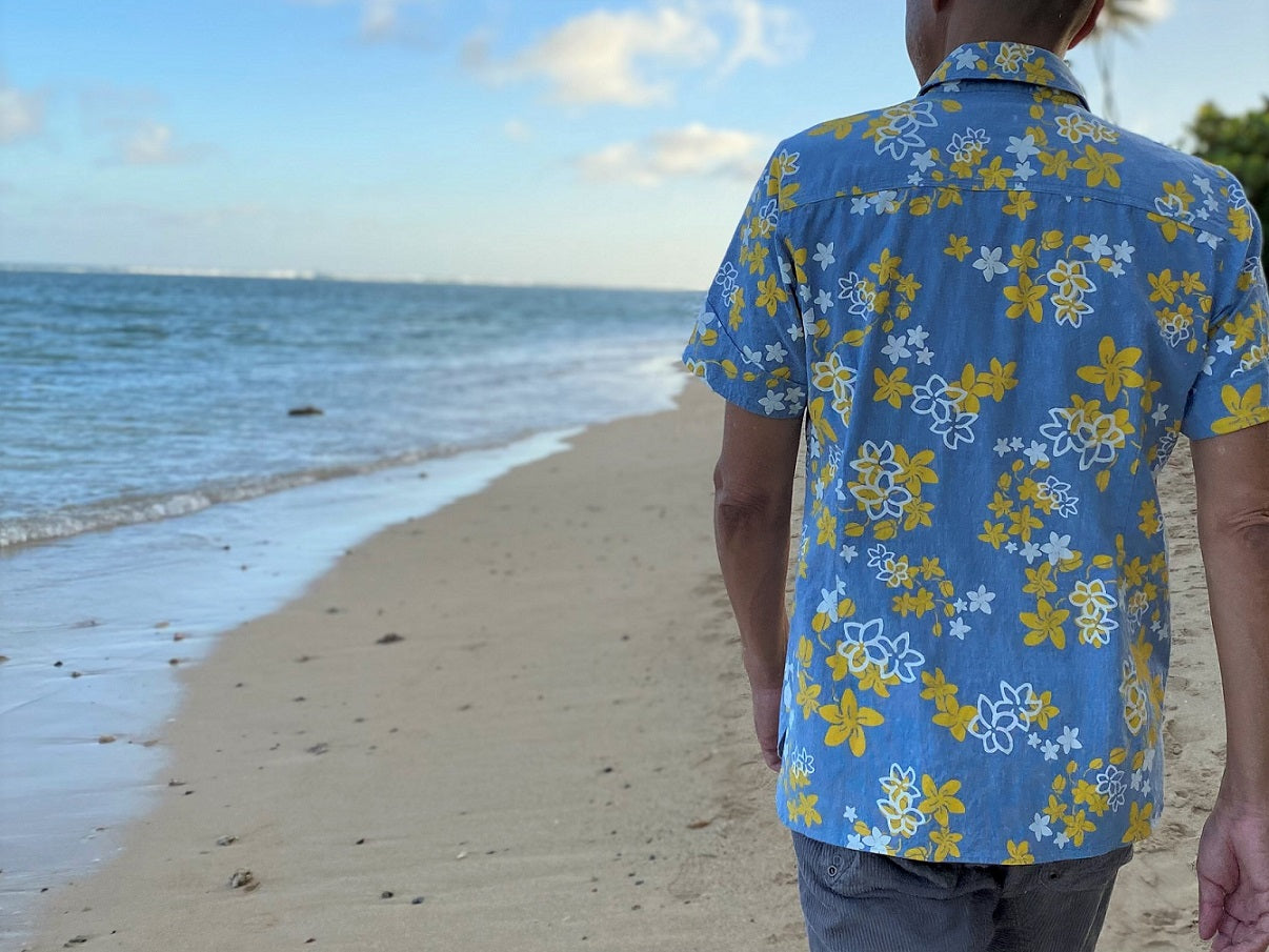 ワークディテールシャツ/レインボウシャワープリント