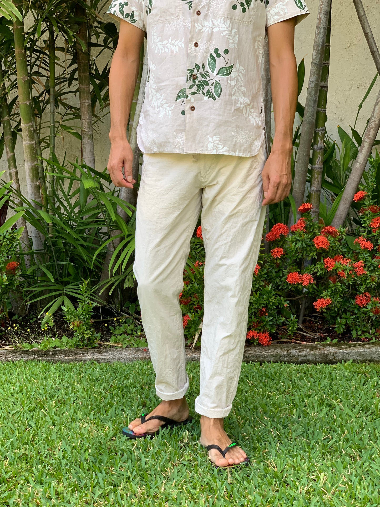 天日干しコットン＆リネン / ロングリブパンツ