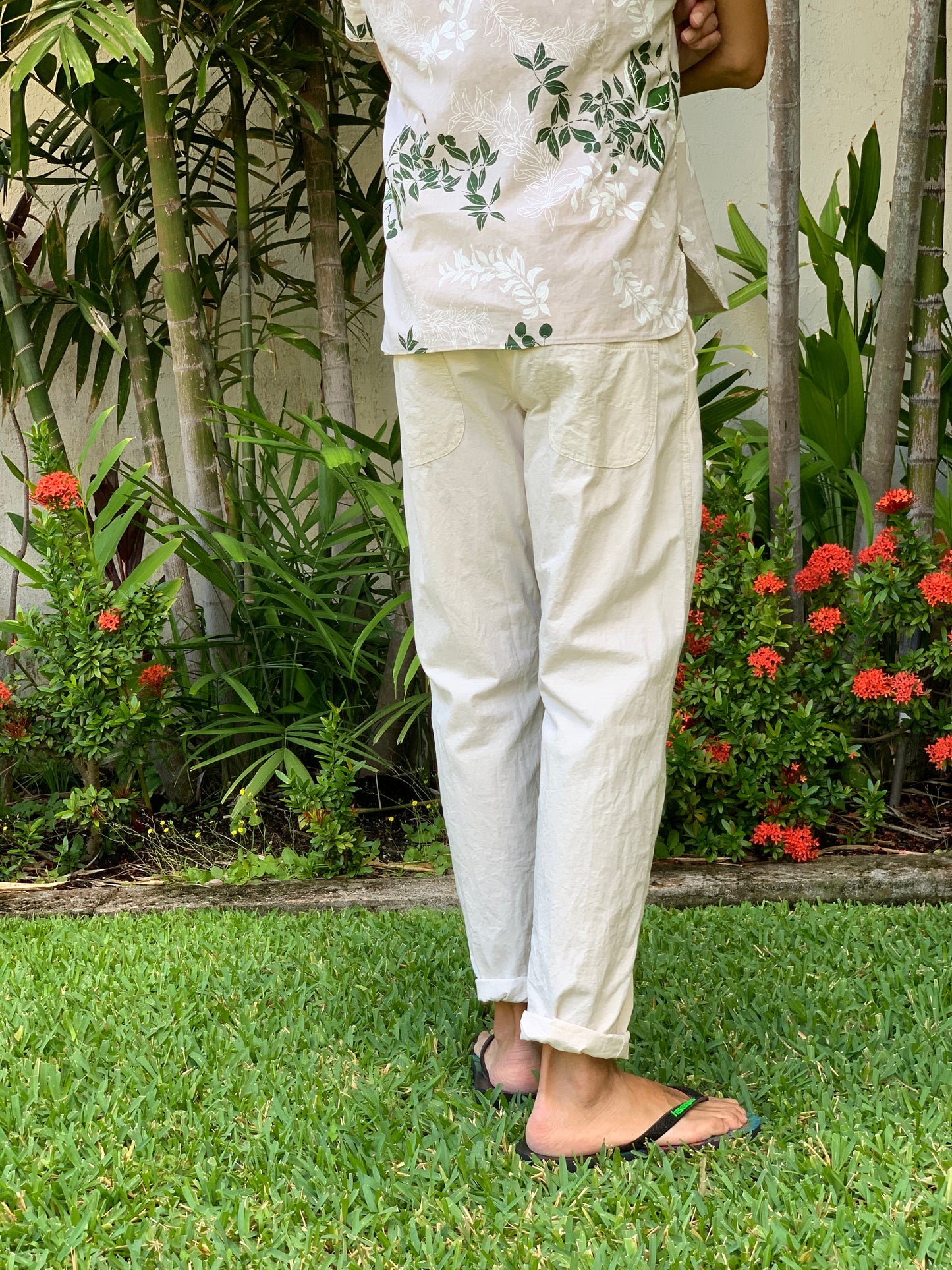 天日干しコットン＆リネン / ロングリブパンツ