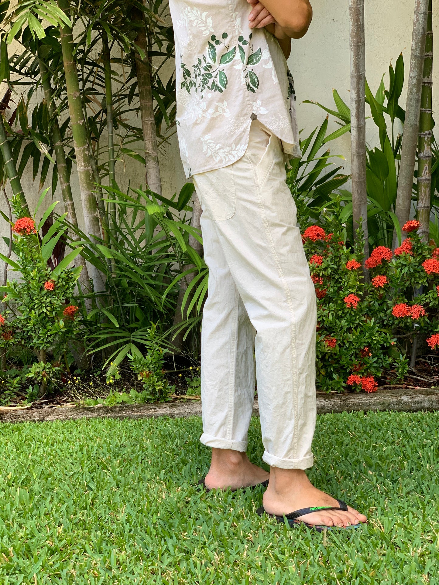 天日干しコットン＆リネン / ロングリブパンツ