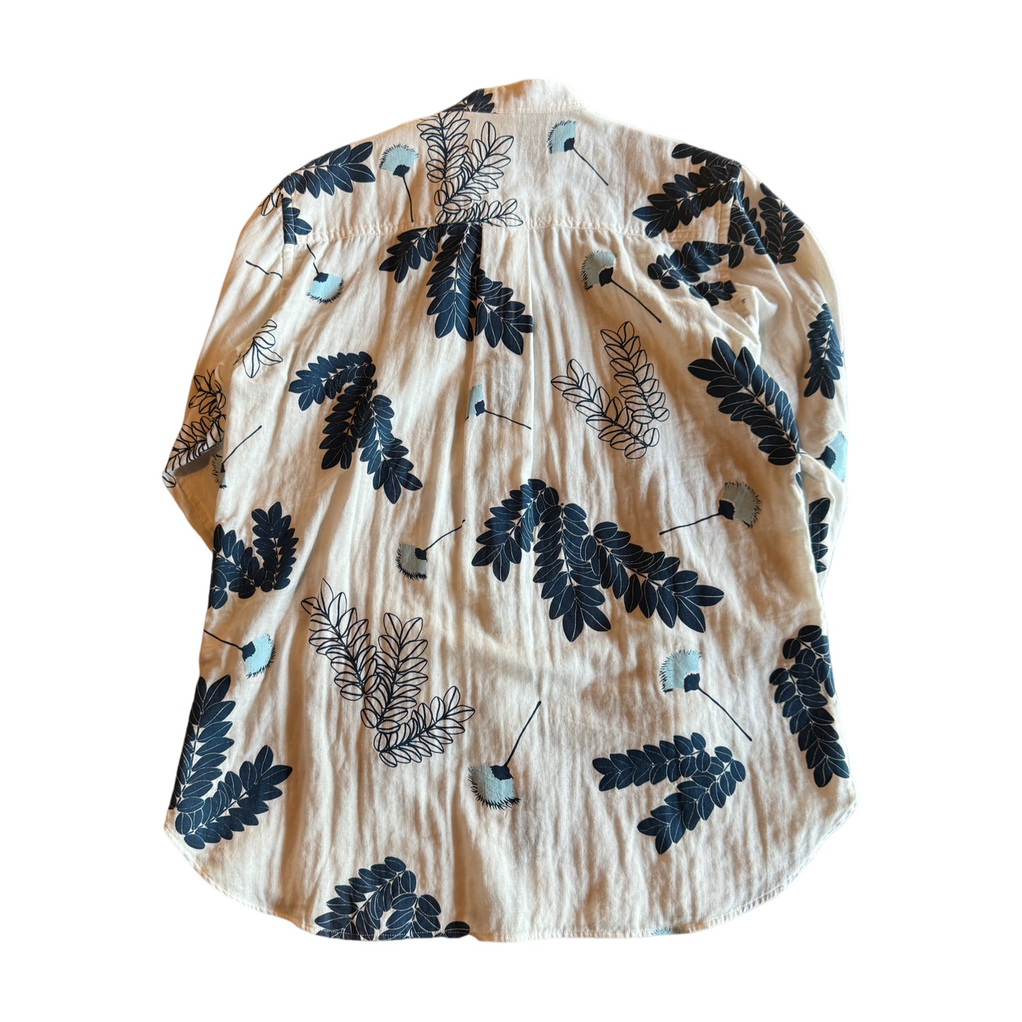 バンドカラーブレスレットスリーブシャツ/モンキーポッドプリントWガーゼ