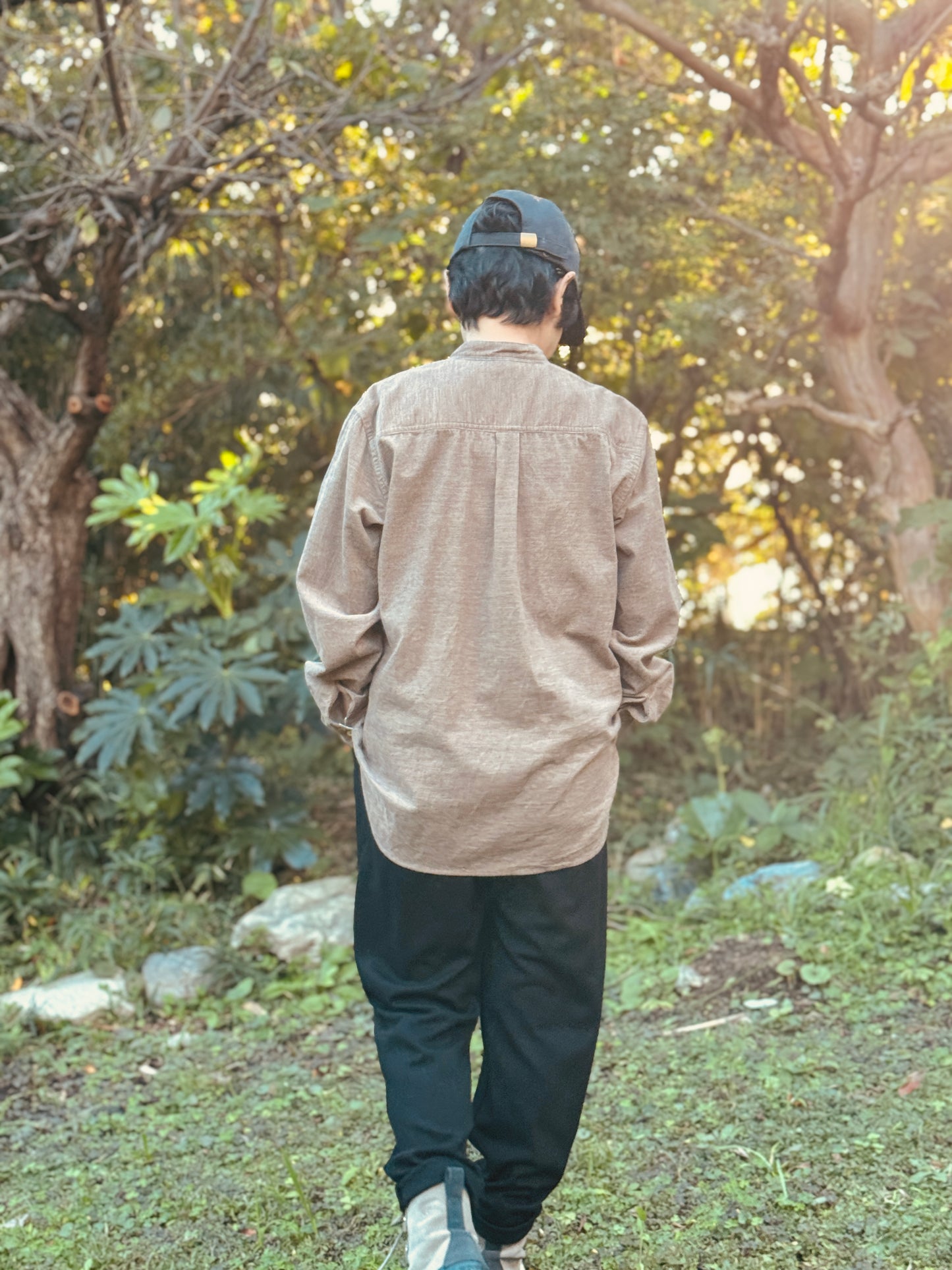 バンドカラー コンフォートシャツ/ トップ糸コーデュロイ