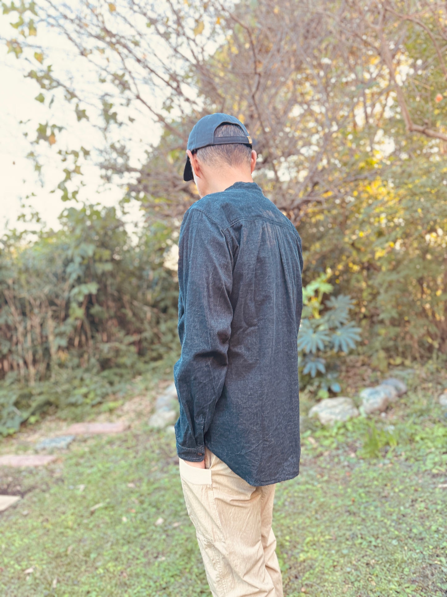 バンドカラー コンフォートシャツ/ トップ糸コーデュロイ