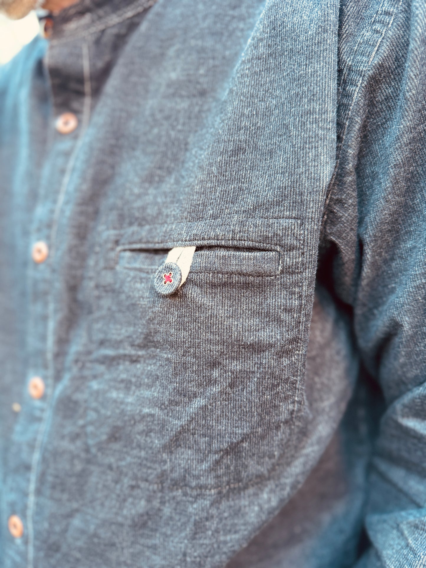 バンドカラー コンフォートシャツ/ トップ糸コーデュロイ