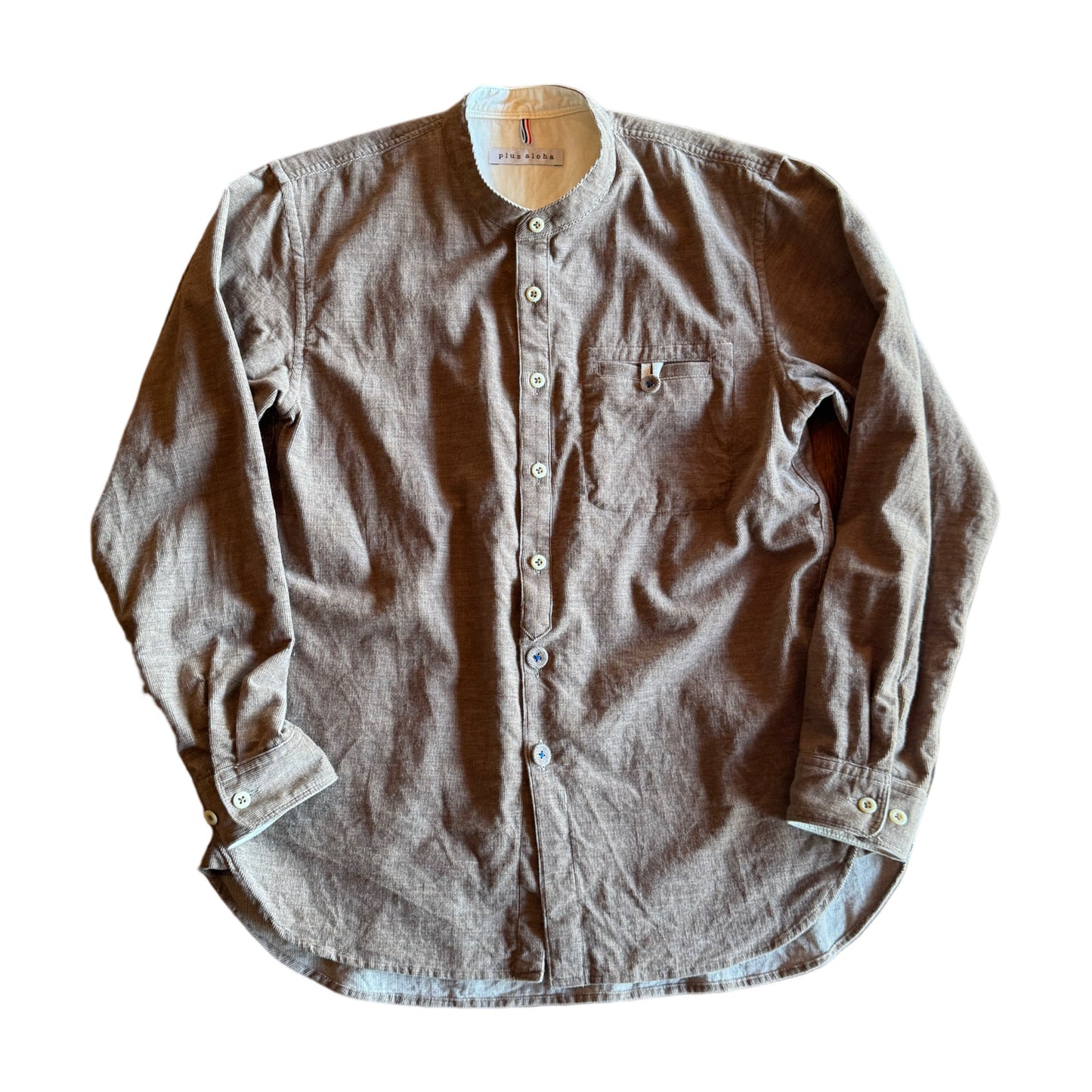 バンドカラー コンフォートシャツ/ トップ糸コーデュロイ