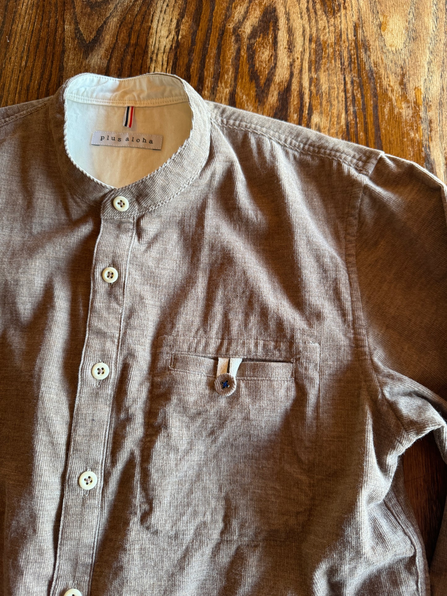 バンドカラー コンフォートシャツ/ トップ糸コーデュロイ