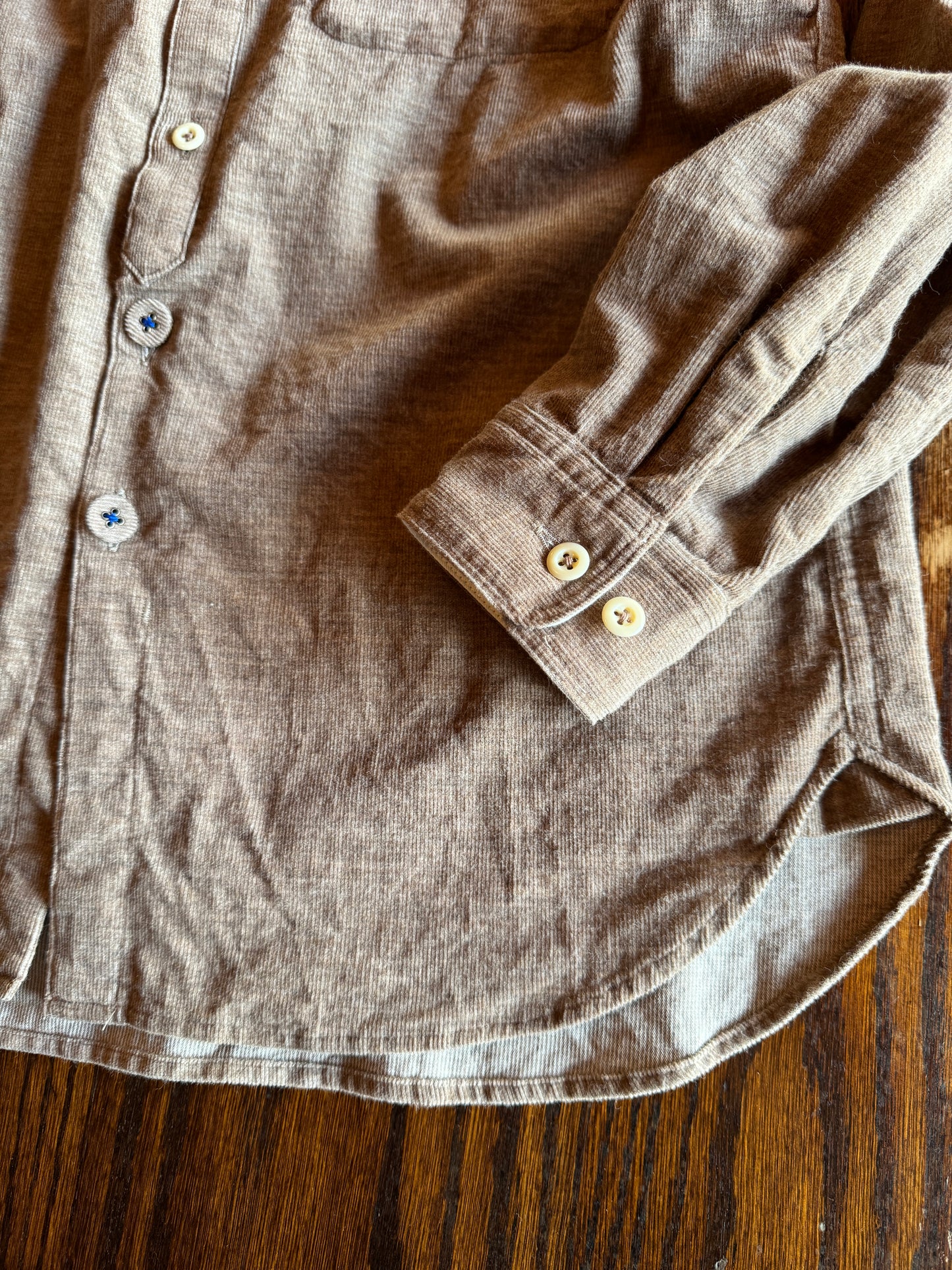 バンドカラー コンフォートシャツ/ トップ糸コーデュロイ