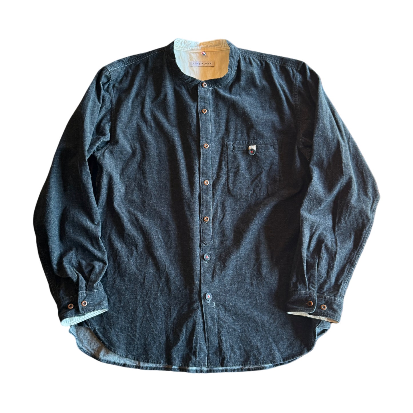 バンドカラー コンフォートシャツ/ トップ糸コーデュロイ