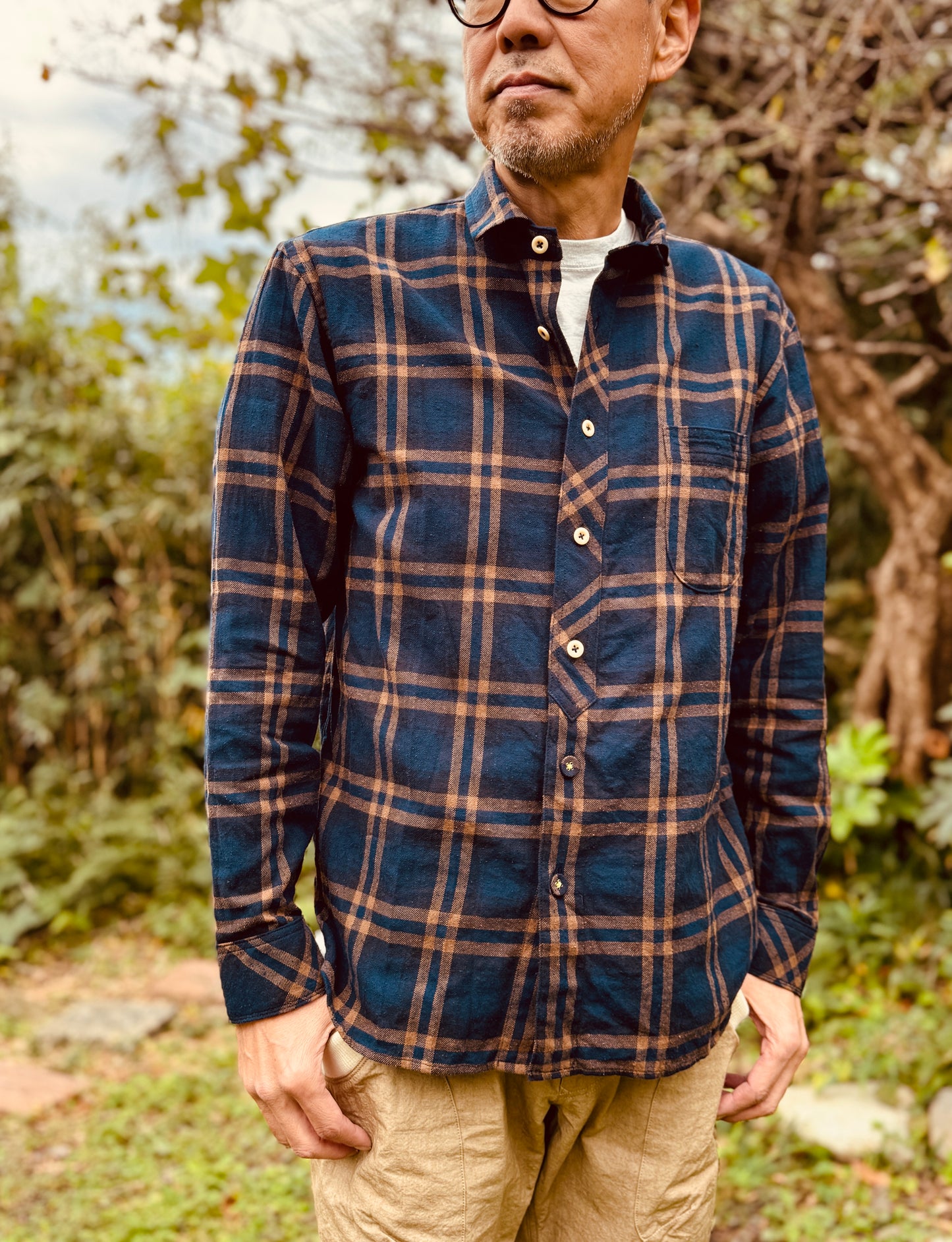 ホリゾンタルカラー コンフォートシャツ / ブーレットノイル タータンチェック