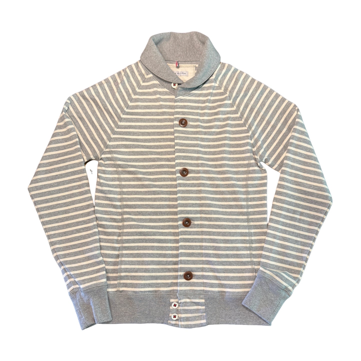 ラウンドカラーカーディガン/天竺ボーダー