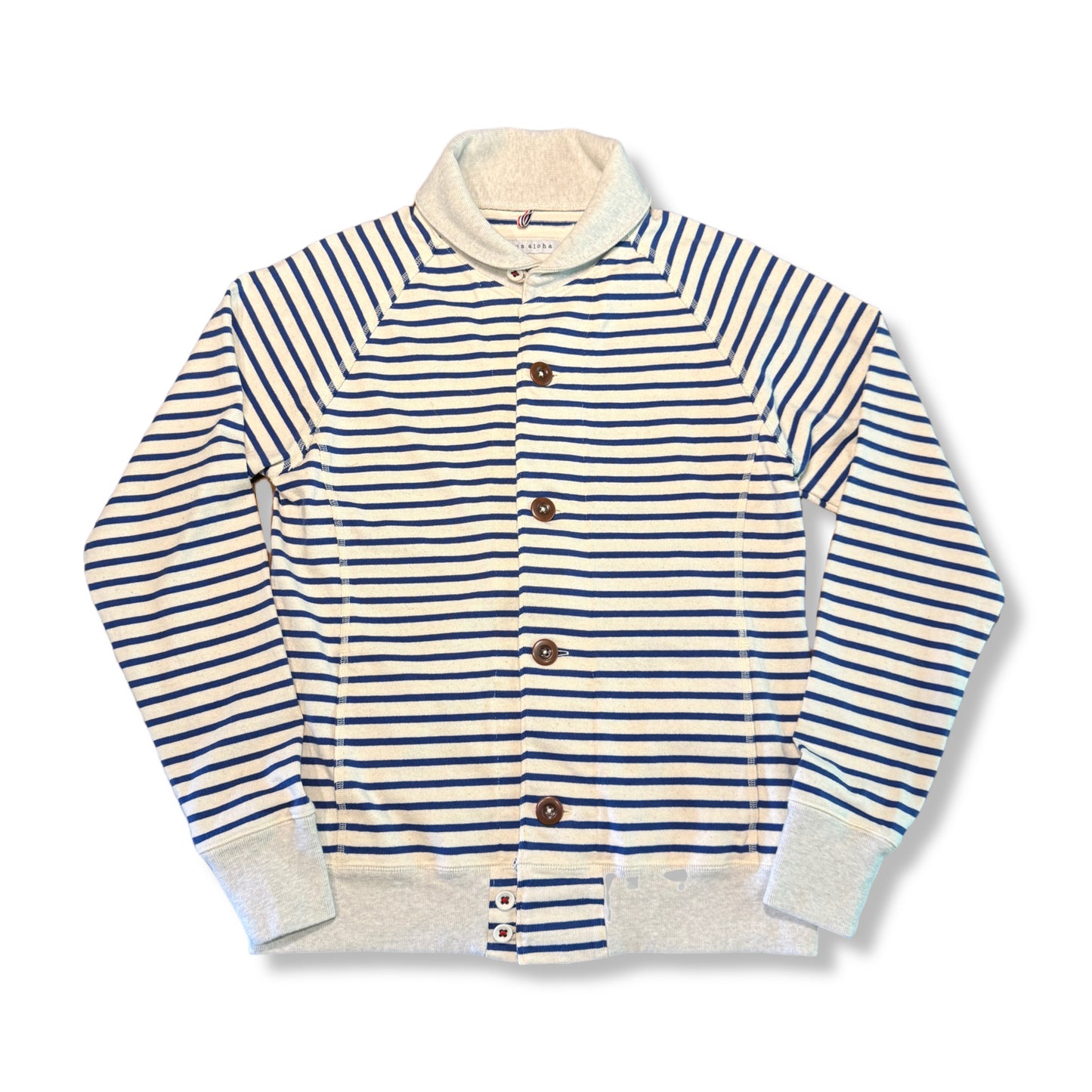 ラウンドカラーカーディガン/天竺ボーダー