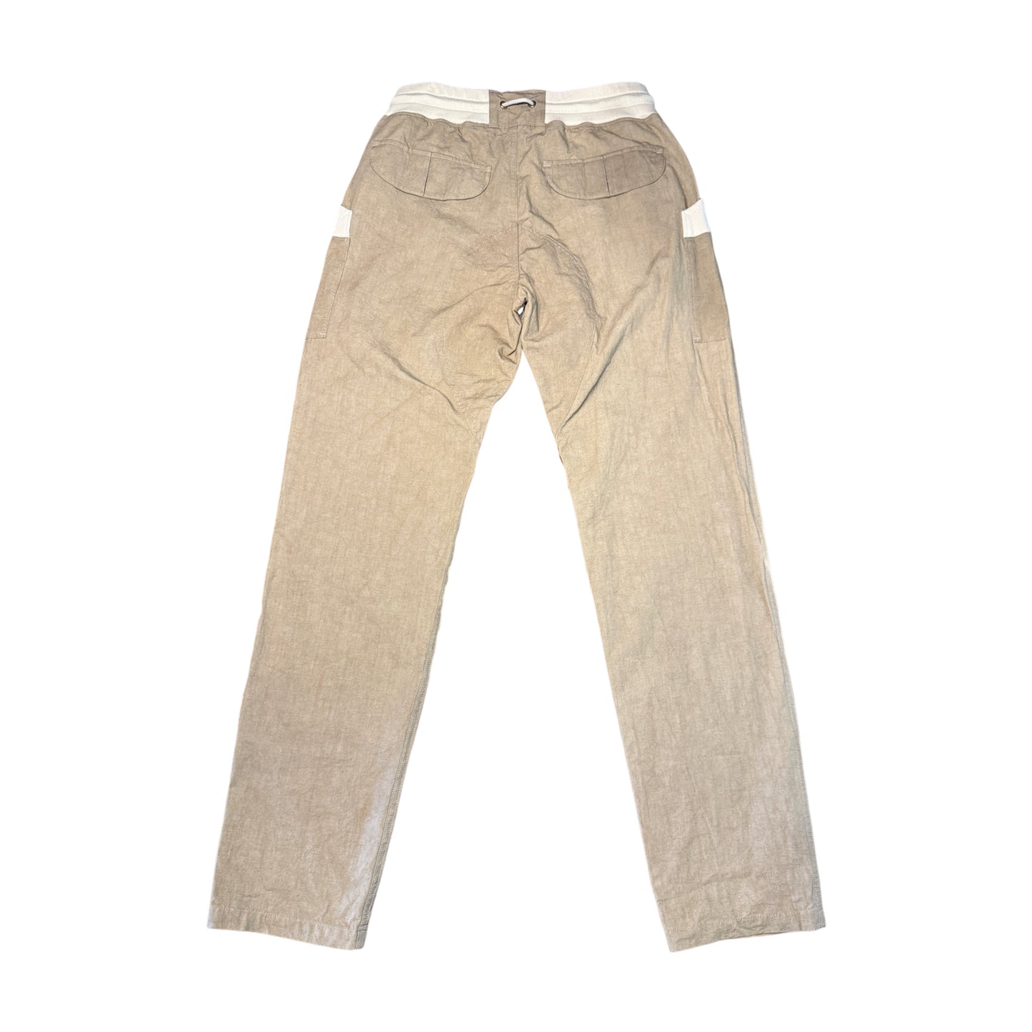 サイドポケットリブパンツ/綿麻ダメージダイド