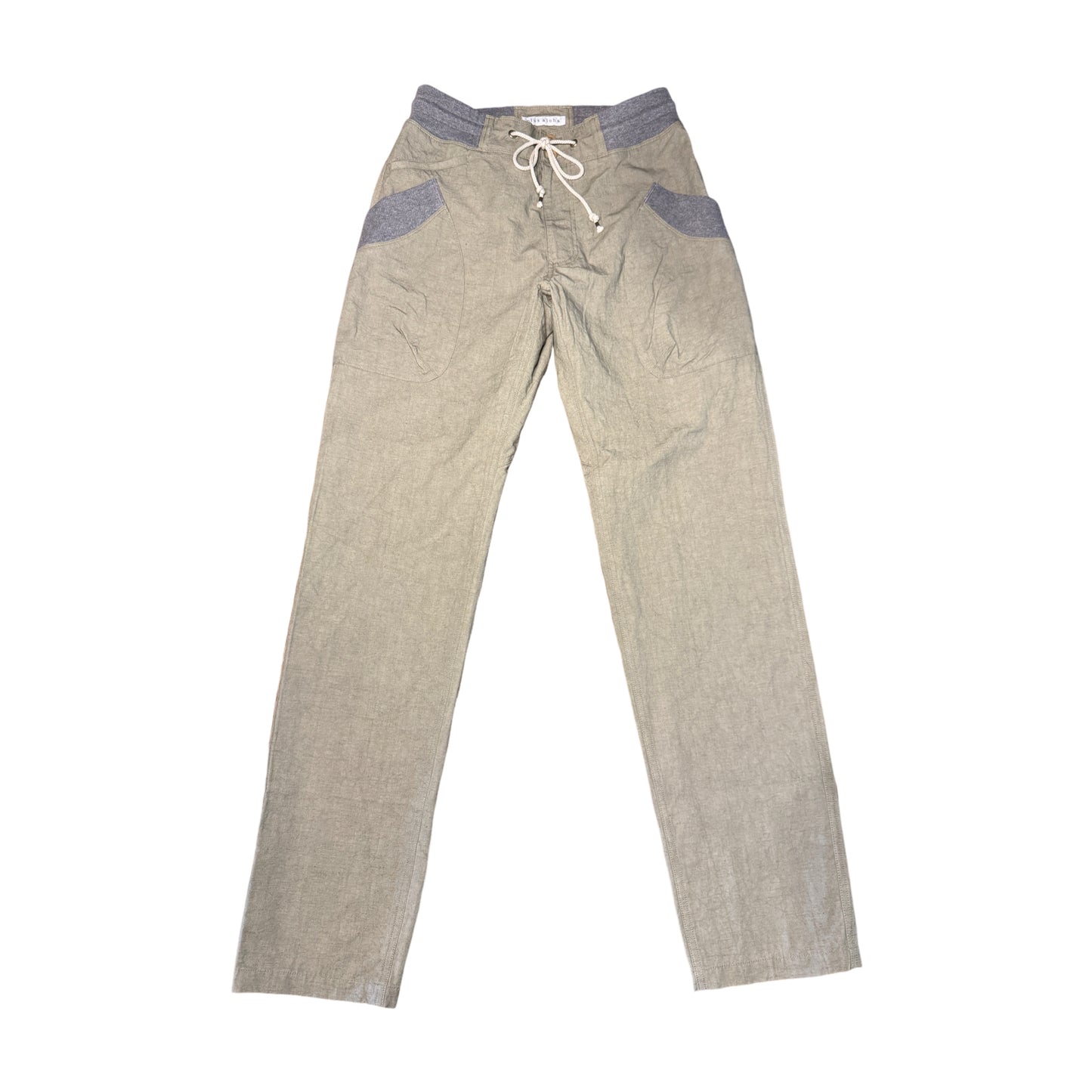 サイドポケットリブパンツ/綿麻ダメージダイド