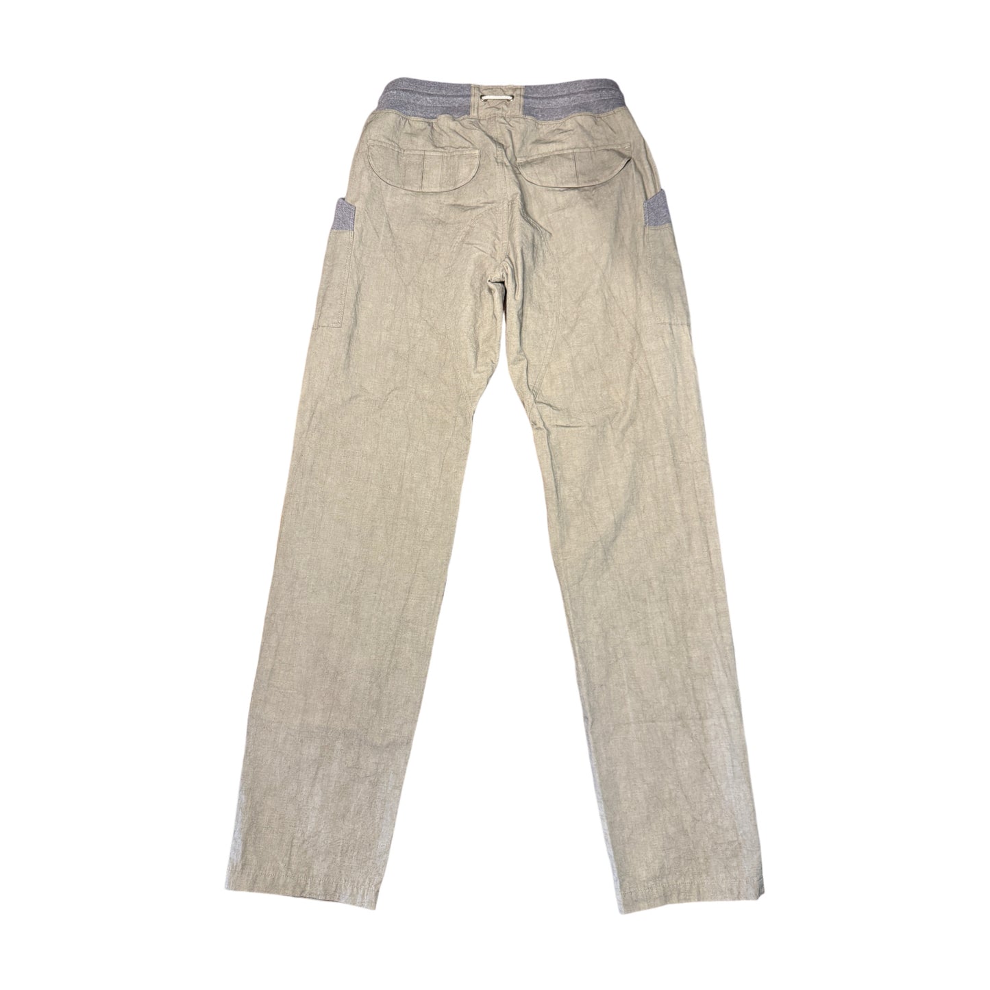 サイドポケットリブパンツ/綿麻ダメージダイド