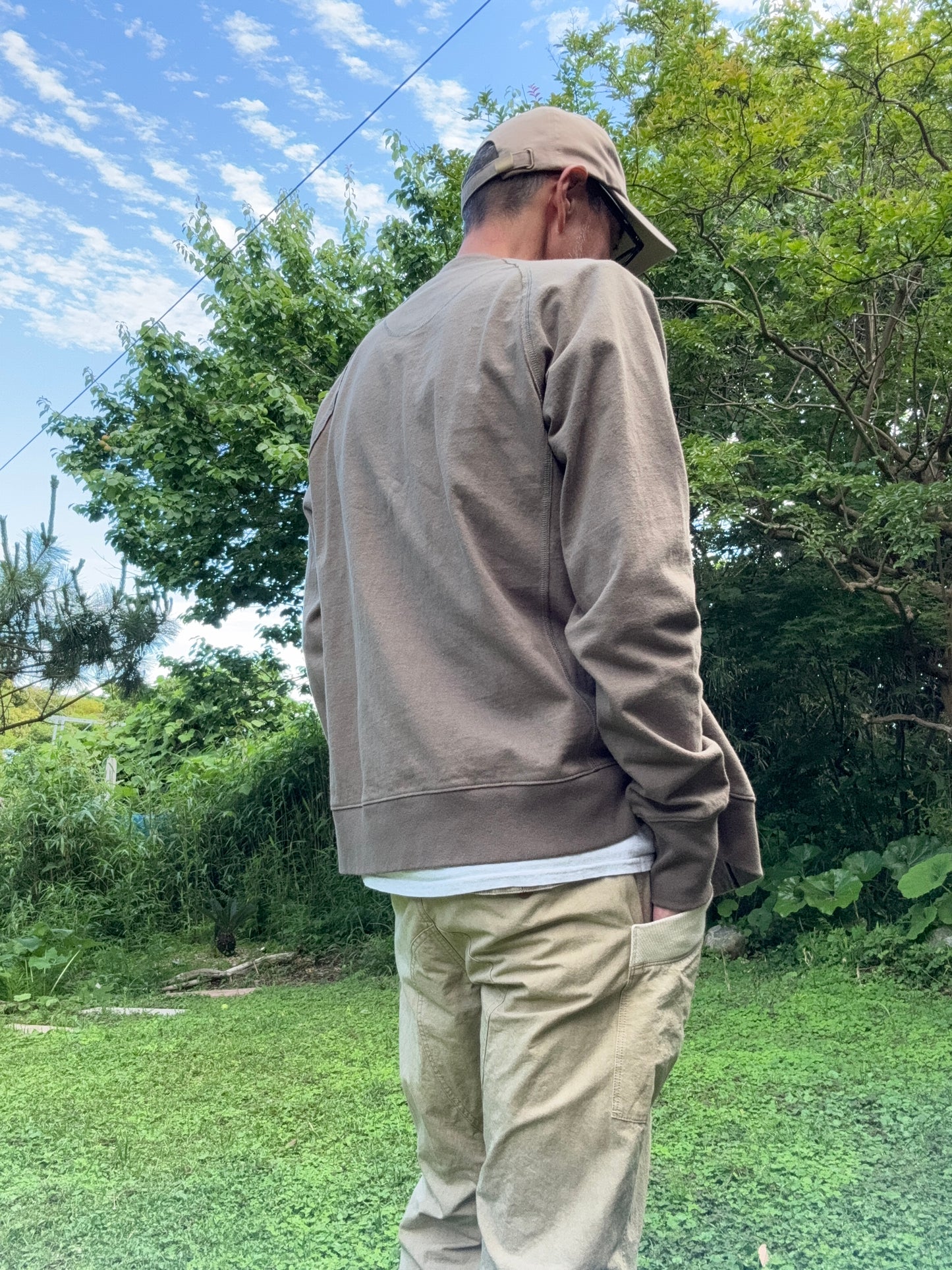 ノーカラーカーディガン/コットンジャージー