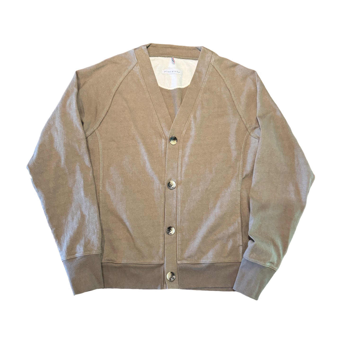 ノーカラーカーディガン/コットンジャージー