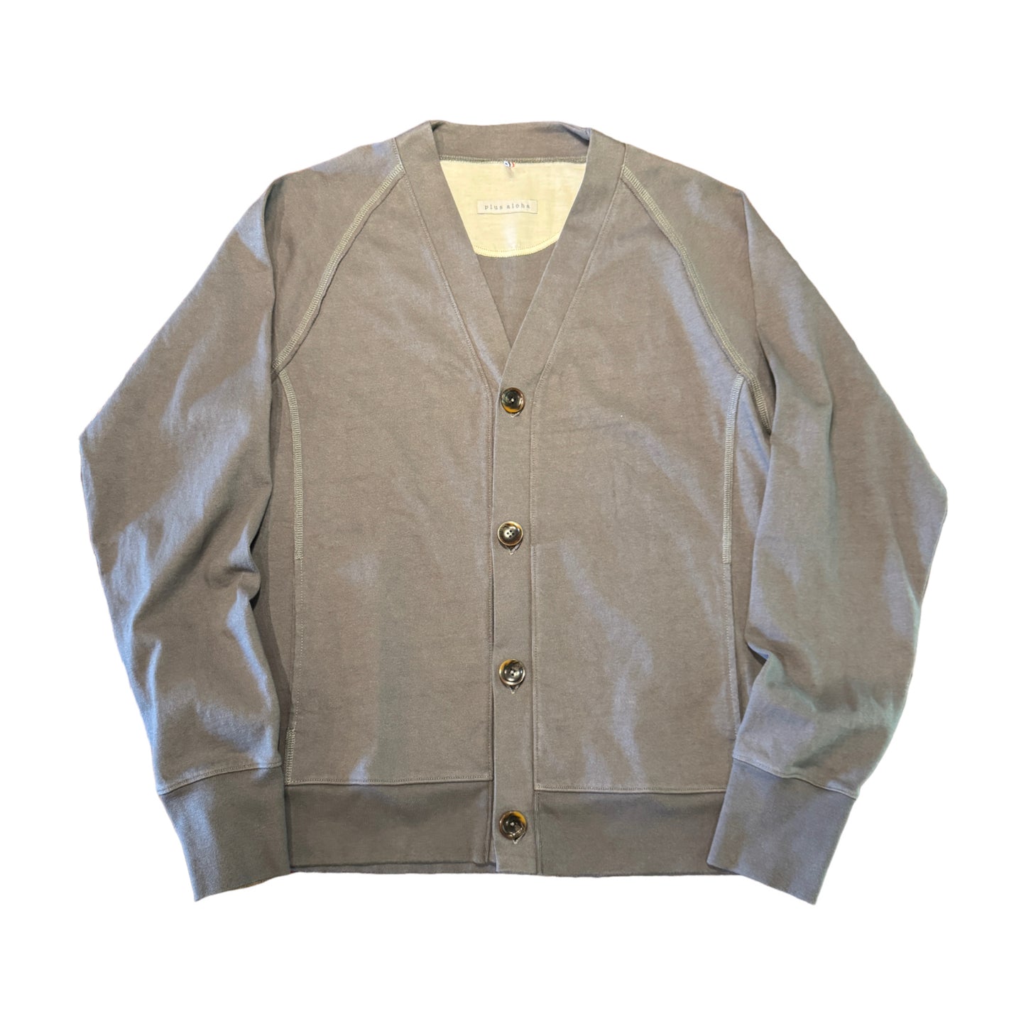 ノーカラーカーディガン/コットンジャージー